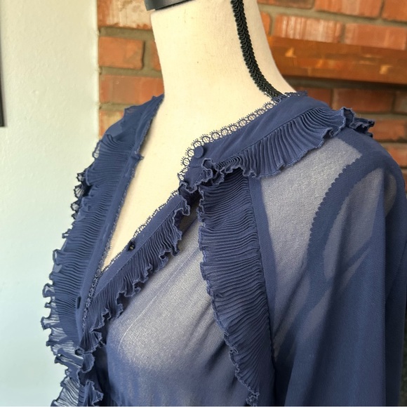 Self-Portrait Ruffled Lace Maxi Dress in Blue Sz 2 - Picture 9 of 15